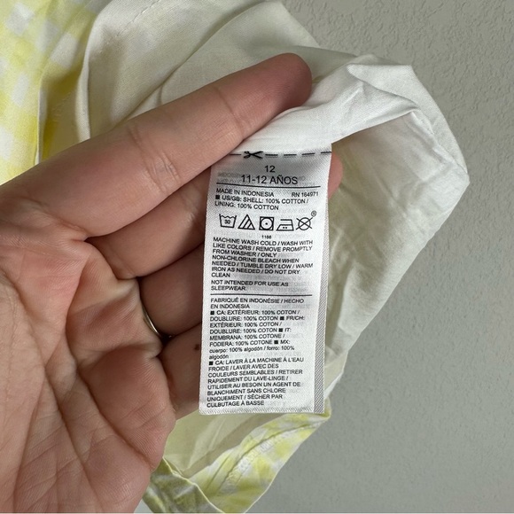 Janie and Jack Girls Yellow White Gingham Puff Short Sleeve Romper Size 12 - Picture 4 of 7